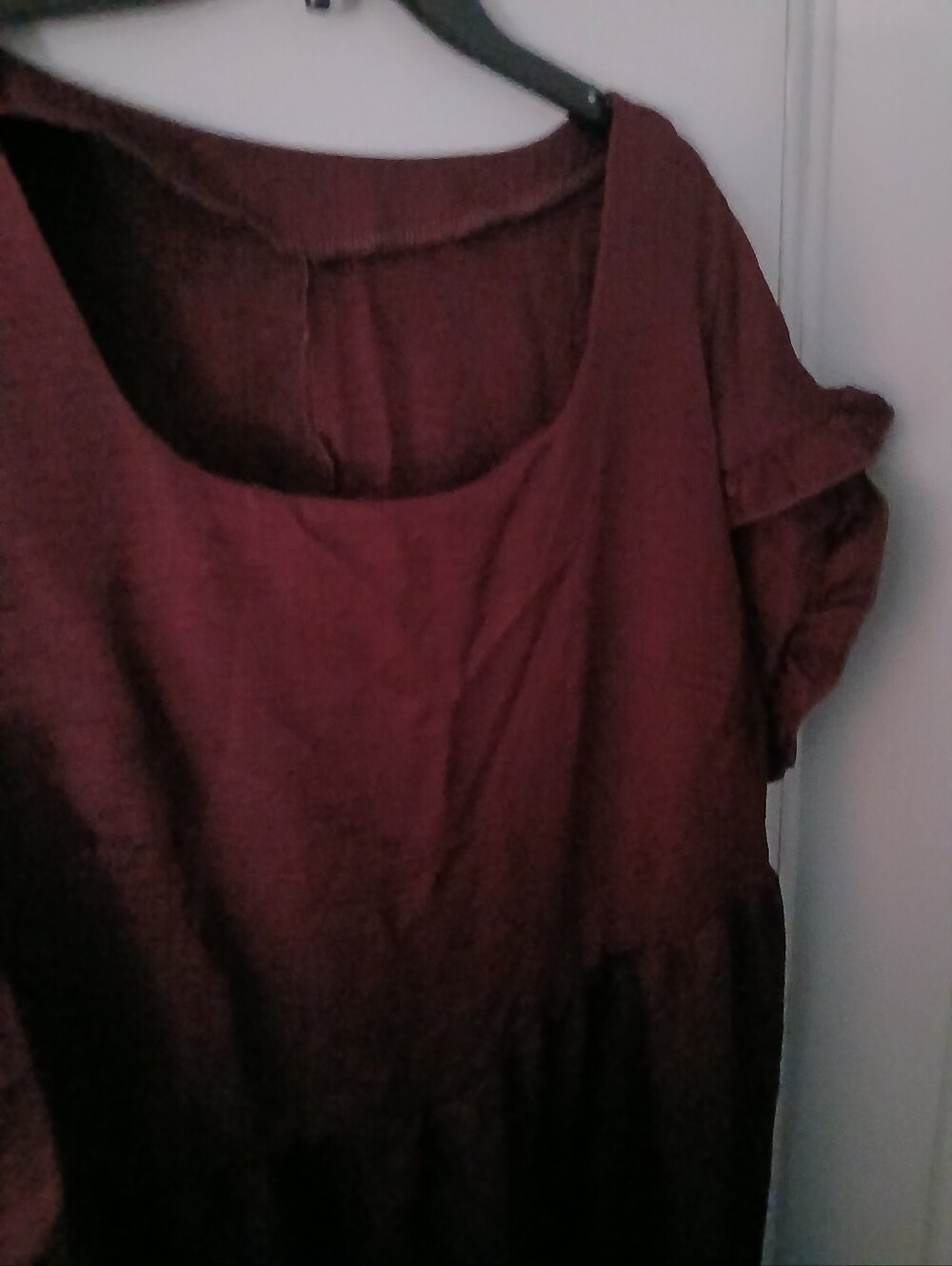 Womens Maroon Tiered Dress Plus Size - Picture 4 of 6